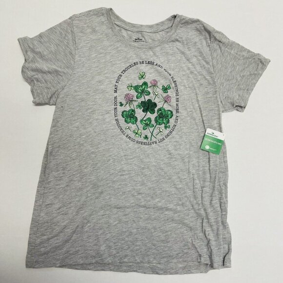 Womens Large St Patricks Day Shirt - Irish Blessing- Clovers Size 12 14 - Picture 1 of 8